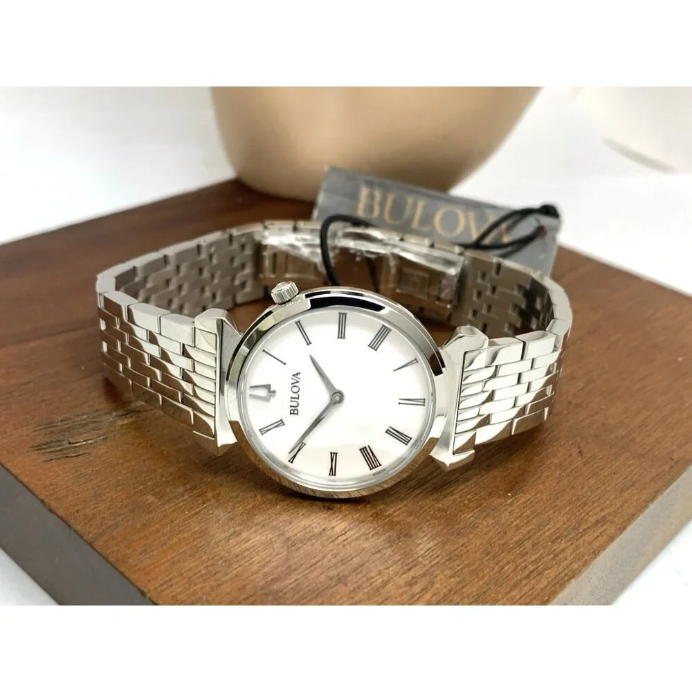 Bulova Women's Watch 96L275 Regatta Quartz Roman White Dial Silver Steel 30mm